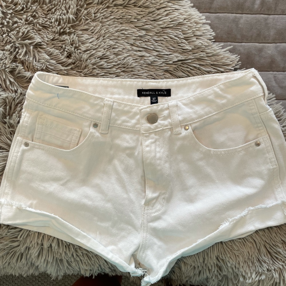 White high rise jean shorts